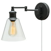Globe Electric LeClair 1-Light Dark Bronze Plug-In or Hardwire Industrial Wall Sconce, 65311